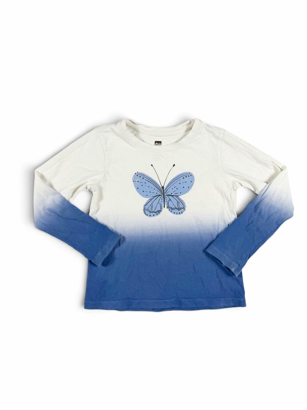 Tea Collection Flutter Dip-Dye Butterfly Graphic Tee Blue White Size 4